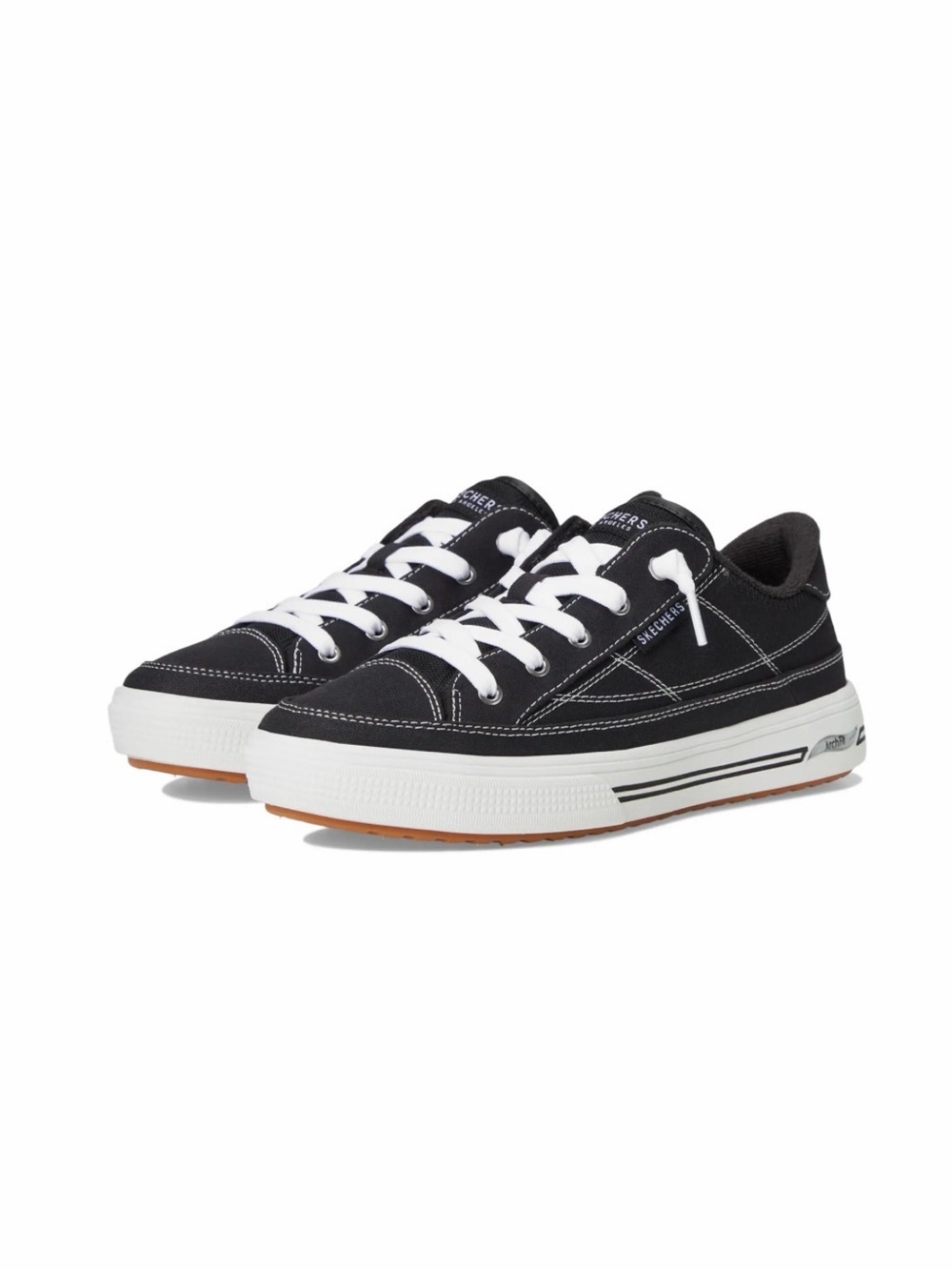 Skechers Arch Fit Arcade - Arcata Black White Low-Top Canvas Sneakers - 7.5 NIB